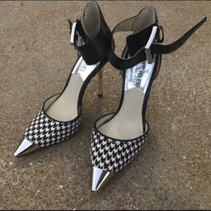 Michael Kors Houndstooth Silver Stilettos Heels